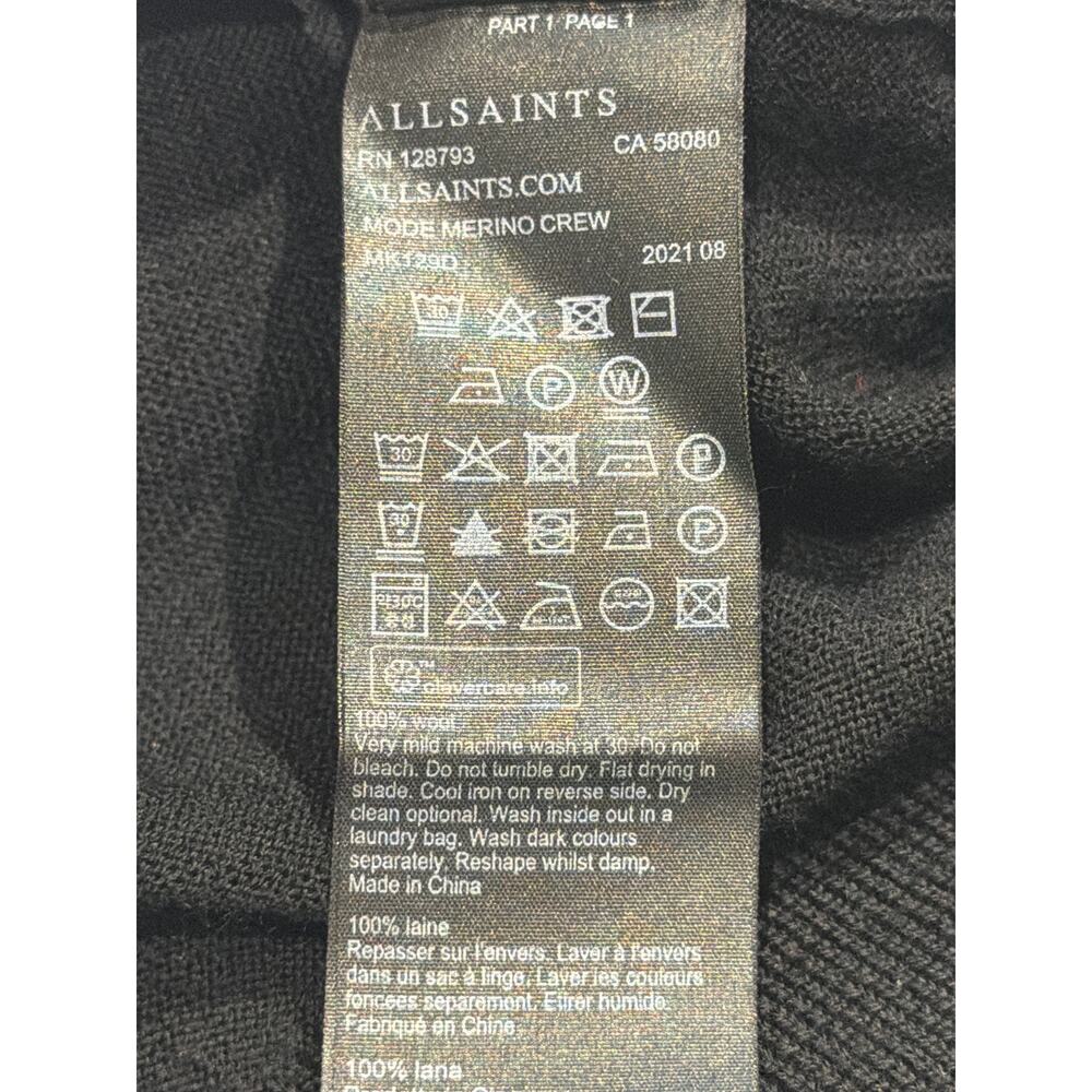 All Saints Sweater Mens L Black Wool LTWT Designer Streetwear Casual Minimalist - Picture 6 of 7